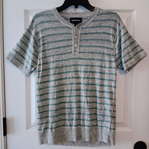 Bonobos Mens Linen Heathered Striped Henley